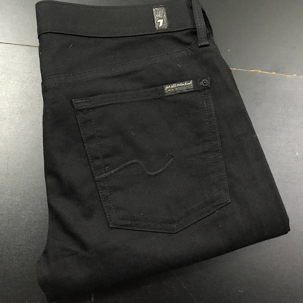 7 For All Mankind STRAIGHT LEG SOLID BLACK JEANS
